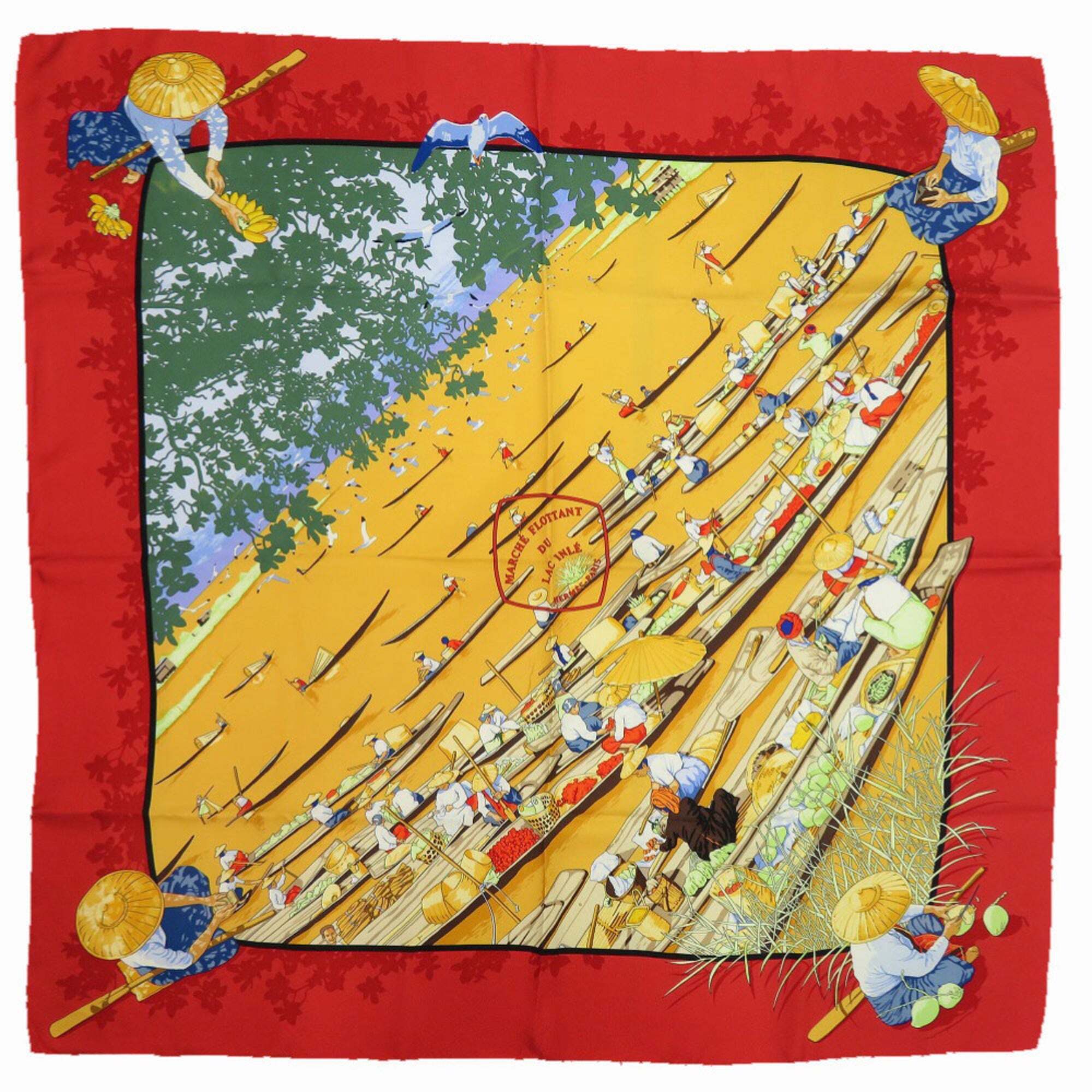 Hermes Authentic Red Silk Scarf Hermes Authentic Red Silk Scarf